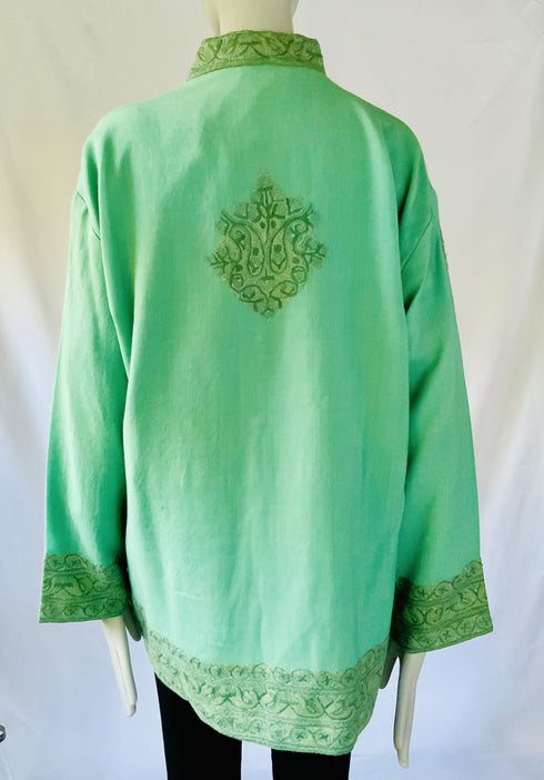 Hand Embroidered Short Jacket - Sea Green